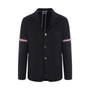 Blauwe Katoenen Gabardine Jas met Grosgrain Details Thom Browne , Blue...