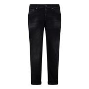 Zwarte Skinny-Fit Stretch Denim Jeans Dondup , Black , Heren