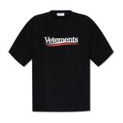 T-shirt met logo Vetements , Black , Heren