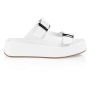 Stijlvolle leren slide sandalen Marc Cain , White , Dames