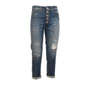 Blauwe Jeans met NorHeren Taille en Juweelknoop, Gemaakt in Italië Don...