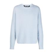 Lichtblauwe Curved Logo Sweater Palm Angels , Blue , Heren