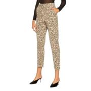 Leopard Print Straight Jeans Twinset , Brown , Dames