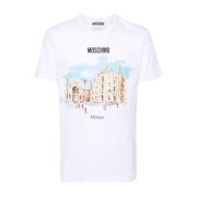Witte Katoenen T-shirts en Polos met Logo Print Moschino , White , Her...