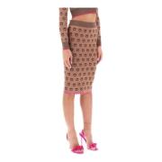 Jacquard Gebreide Love Birds Rok Pinko , Brown , Dames