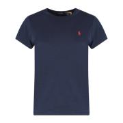 Geborduurd Logo Katoenen T-Shirt Polo Ralph Lauren , Blue , Dames