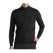 Heren Cardigan met Hoge Kraag en Rits - Zwart Peuterey , Black , Heren