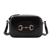 Iconische Horsebit Leren Schoudertas Gucci , Black , Dames