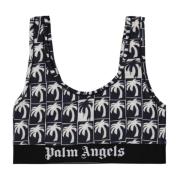 Palm Print Bralette Palm Angels , Black , Dames