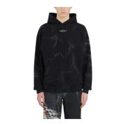 Hoodie met rookprint 44 Label Group , Black , Heren