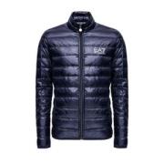 Blauwe Herenjas met Contrast Logo Emporio Armani EA7 , Blue , Heren