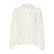 Krijt Kant Detail Shirt Kaffe , White , Dames