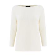 Moderne Bootnek Wol en Katoenen Shirt Fabiana Filippi , White , Dames