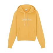 Gele Logo-Print Hoodie Saint Laurent , Yellow , Heren