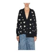 Wollen Cardigan met Hartjesprint Marni , Black , Dames