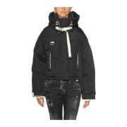 Korte gewatteerde jas met capuchon Shoreditch SKI Club , Black , Dames