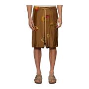 Viscose en Cupro Bermuda Shorts UMA Wang , Brown , Heren