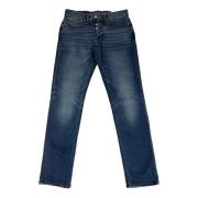 Slim Fit Donkerblauwe Jeans met Knoopsluiting Denham , Blue , Heren