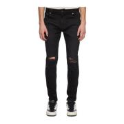 Destroyed Denim Jeans Represent , Black , Heren