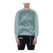 Katoenen Crewneck Sweater Aries , Blue , Heren