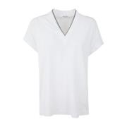 Wit V Neck T-Shirt Brunello Cucinelli , White , Dames