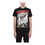 Katoenen Print T-Shirt Dsquared2 , Black , Heren