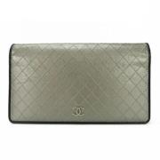 Pre-owned Leather wallets Chanel Vintage , Gray , Dames