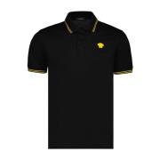 Klassiek Poloshirt met Geborduurd Medusa Logo Versace , Black , Heren