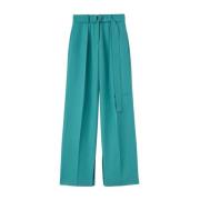 Turquoise Wol Hoge Taille Broek Jil Sander , Blue , Dames