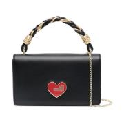 Zwarte hart tas met gouden hardware Love Moschino , Black , Dames