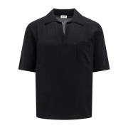 Zwarte V-hals T-shirt, Gemaakt in Italië Saint Laurent , Black , Heren