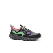 Camoscio en Nylon Sneakers Flower Mountain , Black , Dames