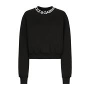Zwarte Sweatshirt met Lange Mouwen en Logo Dolce & Gabbana , Black , D...