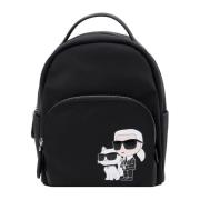 Zwarte Leren Bucket Rugzak Rugzak Karl Lagerfeld , Black , Dames