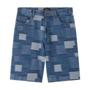 Shorts met textuurpatroon A.p.c. , Blue , Heren