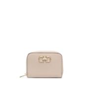 Beige Gancini-Plaque Leren Portemonnee Salvatore Ferragamo , Beige , D...