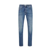 Blauwe Stone Washed Slim Fit Jeans met Logo Iceberg , Blue , Heren