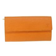 Pre-owned Leather wallets Louis Vuitton Vintage , Orange , Dames