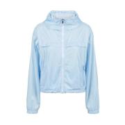 Gestreepte Nylon Jas met Capuchon Iceberg , Blue , Dames