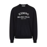 Sweatshirt met logo Iceberg , Black , Heren