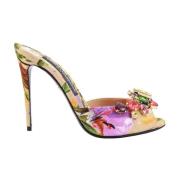 Florale stoffen sandalen met strass detail Dolce & Gabbana , Multicolo...