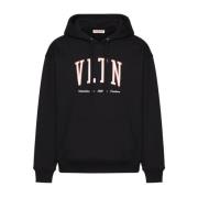 Zwarte Vltn Logo-Print Hoodie Valentino , Black , Heren