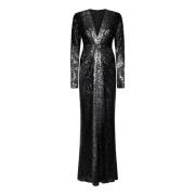 Zwarte pailletten V-hals jurk Zuhair Murad , Black , Dames