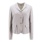 Satin Blazer met FF Motief Fendi , Gray , Dames