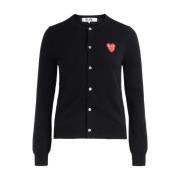 Dames V-hals Wollen Cardigan met Overlappende Harten Comme des Garçons...