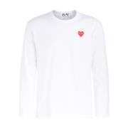 Heren T-shirt met lange mouwen en rood hart Comme des Garçons Play , W...