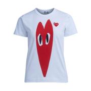 Dames T-shirt met hartprint Comme des Garçons Play , White , Dames