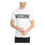 Gestreept Logo T-shirt Moschino , White , Heren