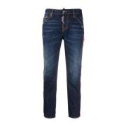 Logo Tape Cropped Jeans Dsquared2 , Blue , Dames