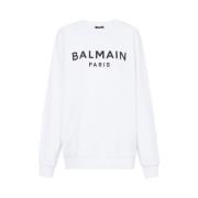 Klassieke Logo Sweatshirt Balmain , White , Dames